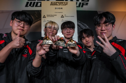 T1将BLG和TES以及TL的战队秘钥放进奖杯