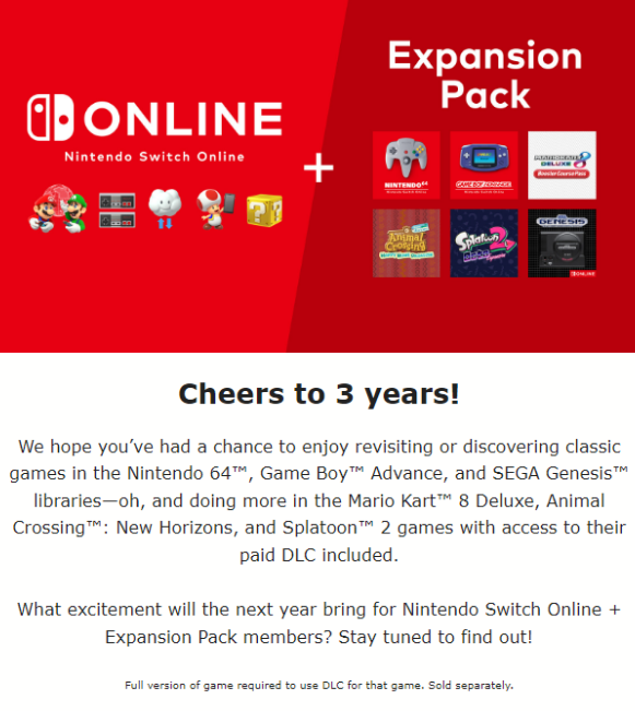 任天堂：敬请期待Switch Online扩展包会员2025年的惊喜内容