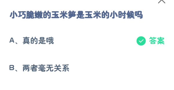 蚂蚁庄园：小巧脆嫩的玉米笋是玉米的小时候吗